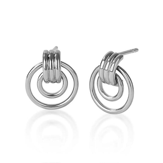 Image of Earrings. Productname: Double Strand Door Knocker Stud Earrings in Sterling Silver in Silver colour by brand - Bevilles