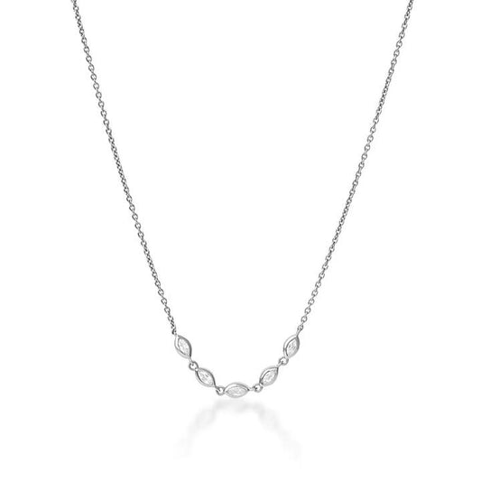 Image of Necklaces. Product name - 45cm Cubic Zirconia Marquise Necklace in Sterling Silver in colour by brand - Bevilles