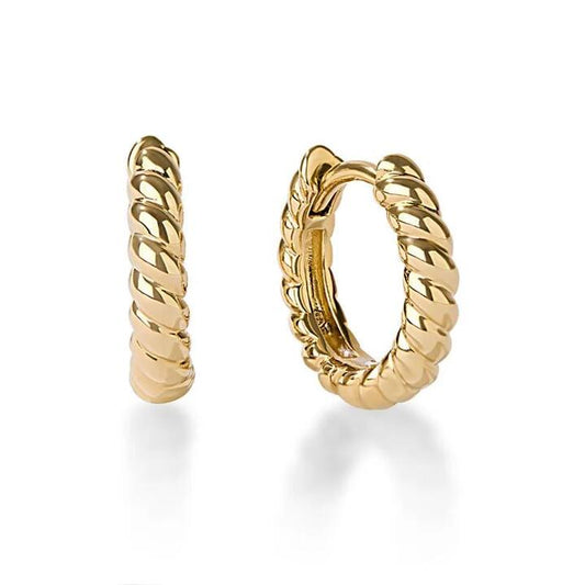 Image of Earrings. Productname: Mini Croissant Huggie Earrings in 18kt Gold Plated Sterling Silver in Silver colour by brand - Bevilles