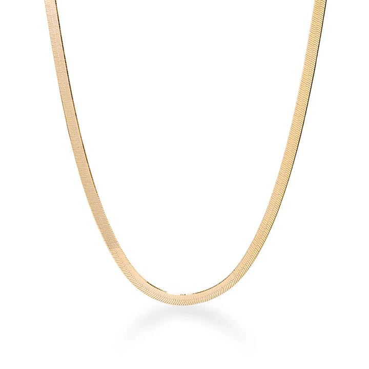 Image of Necklaces. Product name - 45cm 4mm Width Herringbone Chain Necklace in 18kt Gold Plated Sterling Silver in colour by brand - Bevilles