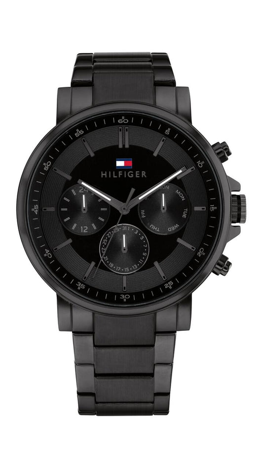 Image of Watches. Productname: Tommy Hilfiger Tyson Ionic Plated Black Steel Black Dial Men's Watch 1710590 in Watch colour by brand - Tommy Hilfiger
