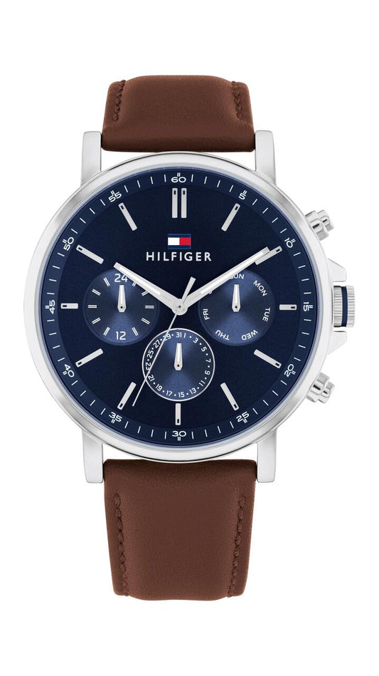 Image of Watches. Productname: Tommy Hilfiger Tyson Brown Leather Navy Dial Men's Watch 1710585 in Watch colour by brand - Tommy Hilfiger