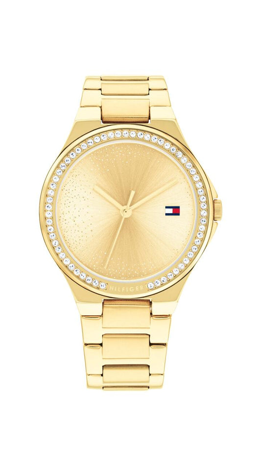 Image of Watches. Productname: Tommy Hilfiger Juliette Ionic Plated Thin Gold Steel Light Gold Dial Ladies Watch 1782642 in Watch colour by brand - Tommy Hilfiger