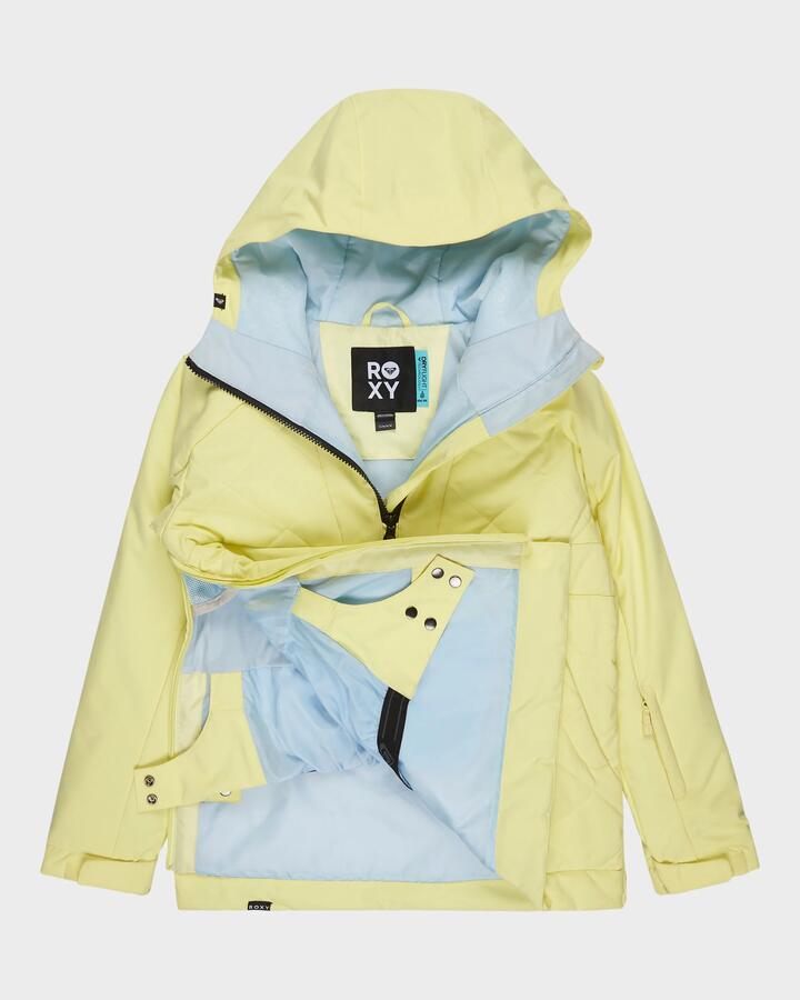 Image of Coats & Jackets. Product name - Roxy Girls 8-16 Radiant Lines Overhead Snow Jacket Yellow Pear in Yellow Pear colour by brand - Roxy