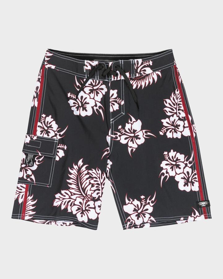 Image of Swimwear. Product name - Quiksilver Boys 8-16 Mercury Yourh 18" Boardshorts Black Pareo Core in Black Pareo Core colour by brand - Quiksilver