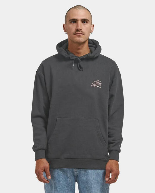 Image of a model wearing Outerwear. Productname: Worship - Mens Cherub Pullover Hoodie - Black - in Black colour by brand - Worship