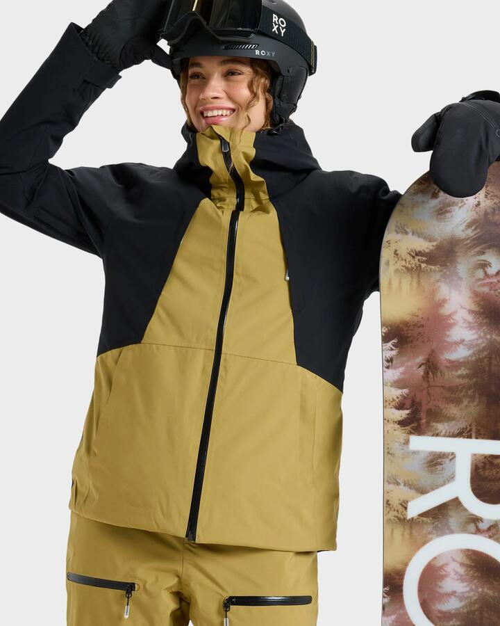 Image of a model wearing Outerwear. Productname: Roxy - Womens Wild Twist Snow Jacket - True Black - in True Black colour by brand - Roxy