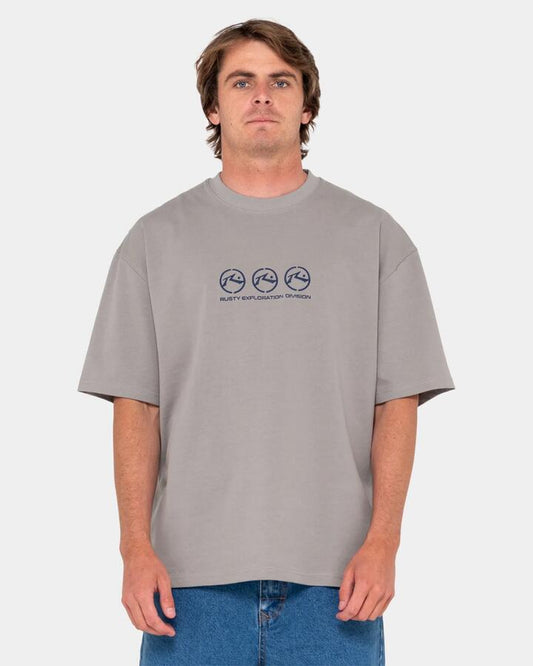 Image of T-Shirts. Product name - Rusty Mens Crusoe Heavy T-Shirt Ultimate Grey in Ultimate Grey colour by brand - Rusty