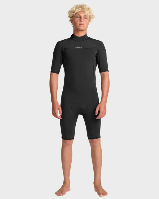 Image of Accessories. Product name - Quiksilver Mens 2/2Mm Everyday Session Back Zip Springsuit Black in Black colour by brand - Quiksilver