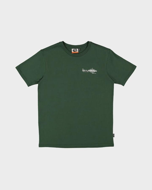 Image of a model wearing Tops. Productname: Billabong - Boys 0-7 Groms Spec 73 T-Shirt - Dark Forest - in Dark Forest colour by brand - Billabong