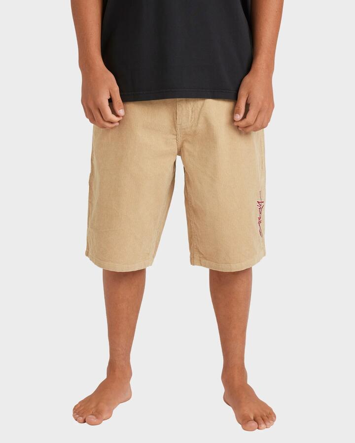 Image of a model wearing Shorts. Product name - Billabong Mens Smoko Corduroy Shorts Desert in Desert colour by brand - Billabong
