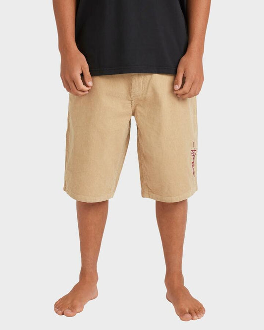 Image of a model wearing Shorts. Product name - Billabong Mens Smoko Corduroy Shorts Desert in Desert colour by brand - Billabong