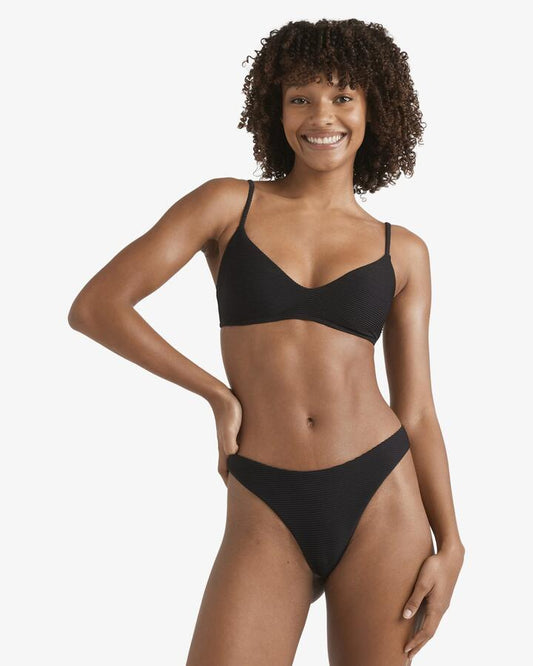 Image of a model wearing Tops. Productname: Billabong - Womens Tanlines V Bralette Bikini Top - Black - in Black colour by brand - Billabong