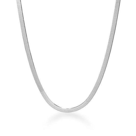 Image of Necklaces. Product name - 45cm 4mm Width Herringbone Chain Necklace in Sterling Silver in colour by brand - Bevilles