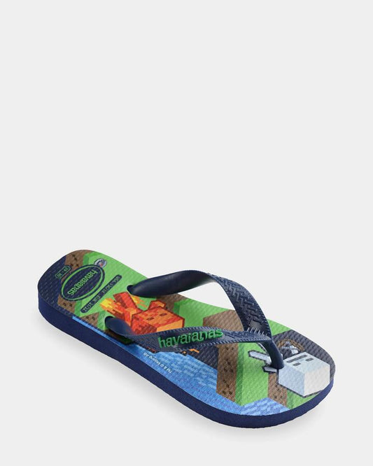 Image of a model wearing Tops. Productname: havaianas - Kids Top Minecraft Navy Blue - Navy Blue - in Navy Blue colour by brand - havaianas