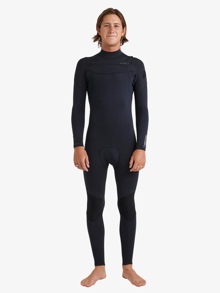 Image of Wetsuits. Product name - Quiksilver Mens 3/2Mm Everyday Sessions Chest Zip Wetsuit Black in Black colour by brand - Quiksilver