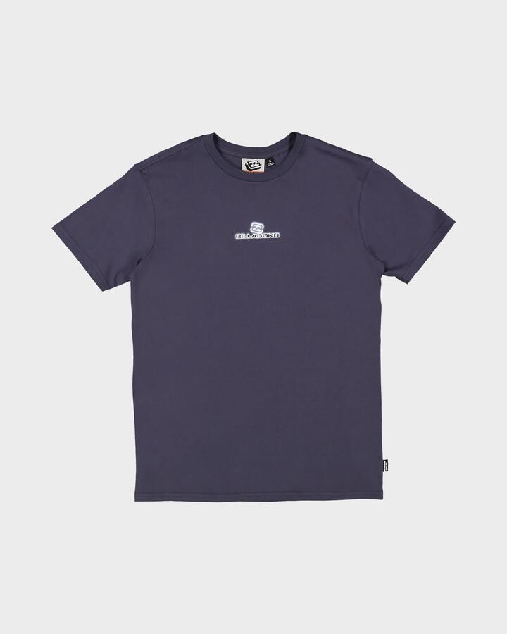 Image of a model wearing Tops. Productname: Billabong - Boys 0-7 Groms Dot Com T-Shirt - Navy - in Navy colour by brand - Billabong