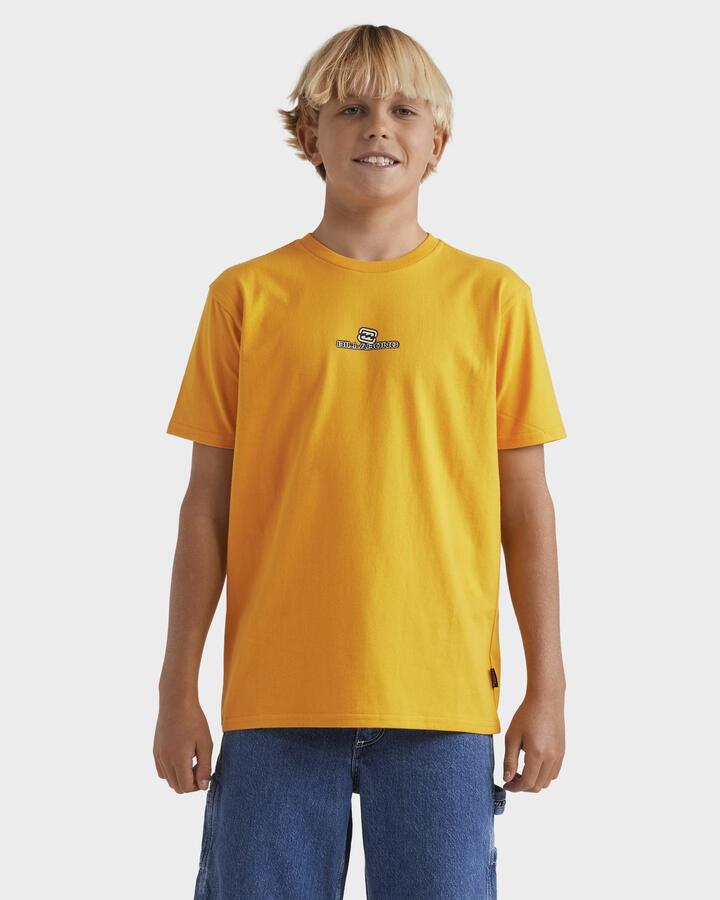 Image of a model wearing Tops. Productname: Billabong - Boys 8-16 Dot Com T-Shirt - Yellow - in Yellow colour by brand - Billabong