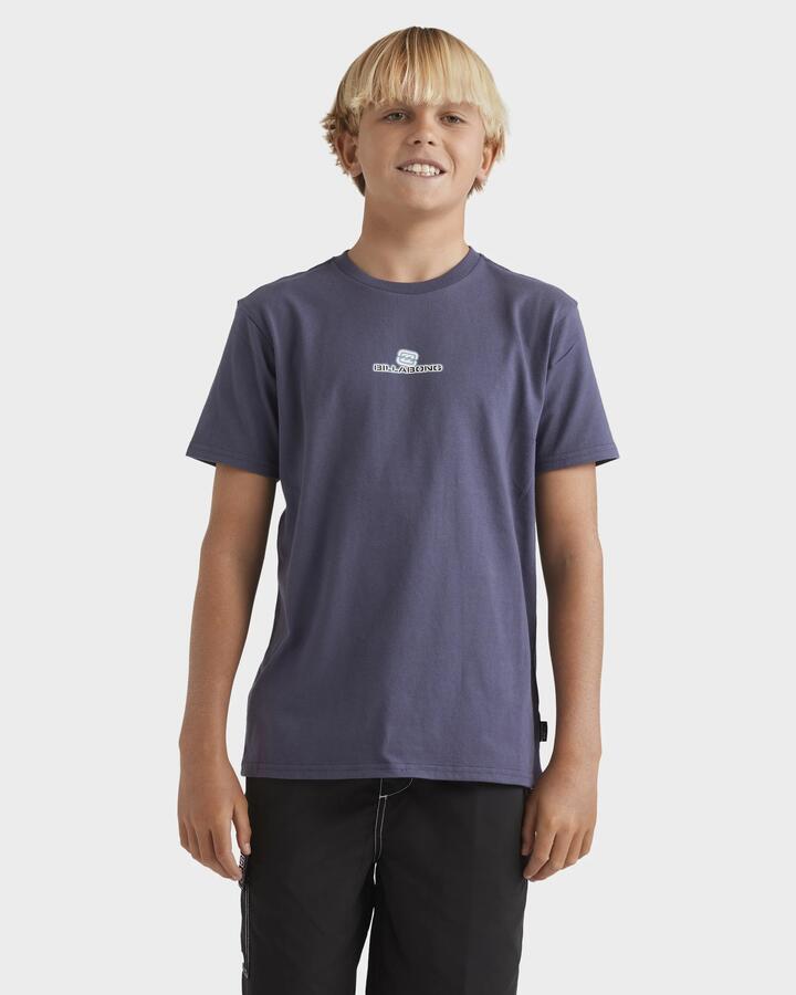 Image of a model wearing Tops. Productname: Billabong - Boys 8-16 Dot Com T-Shirt - Navy - in Navy colour by brand - Billabong
