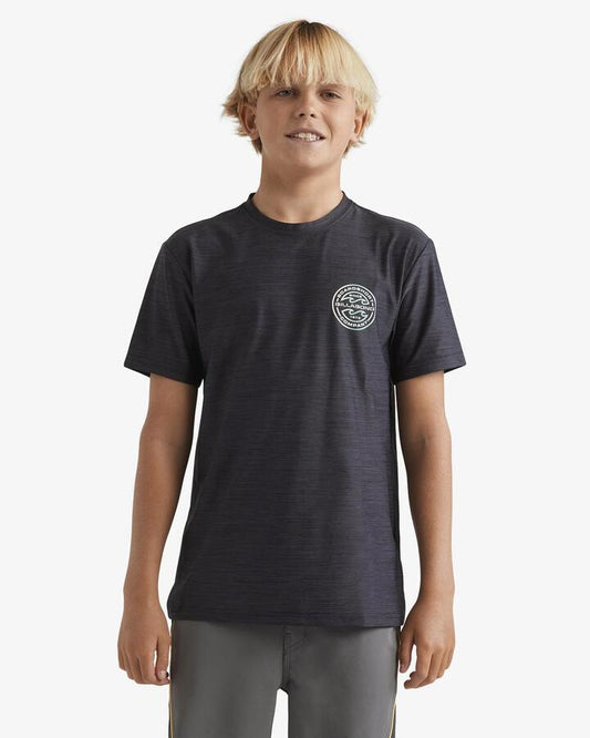 Image of Coats & Jackets. Product name - Billabong Boys 8-16 Rotor Shorline Rash Vest Black Heather in Black Heather colour by brand - Billabong