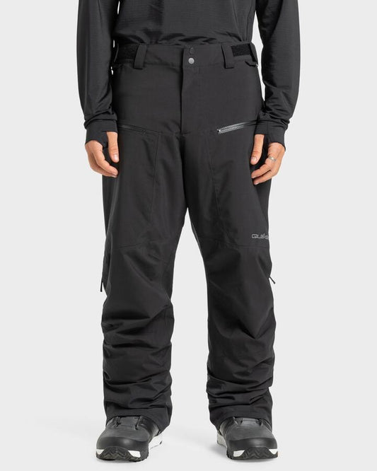 Image of a model wearing Pants. Product name - Quiksilver Mens Paramo Stretch 20K Snow Pants True Black in True Black colour by brand - Quiksilver