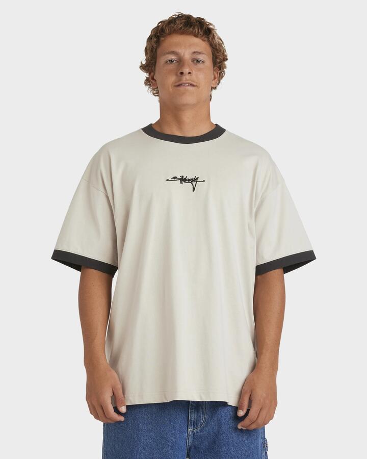 Image of T-Shirts. Productname: Billabong Mens Script Ringer T-Shirt Stone - in Stone colour by brand - Billabong