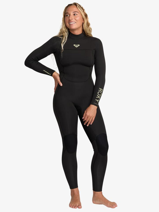 Image of a model wearing Tops. Productname: Roxy - Womens 3/2Mm Prologue Back Zip Fullsuit - Black - in Black colour by brand - Roxy