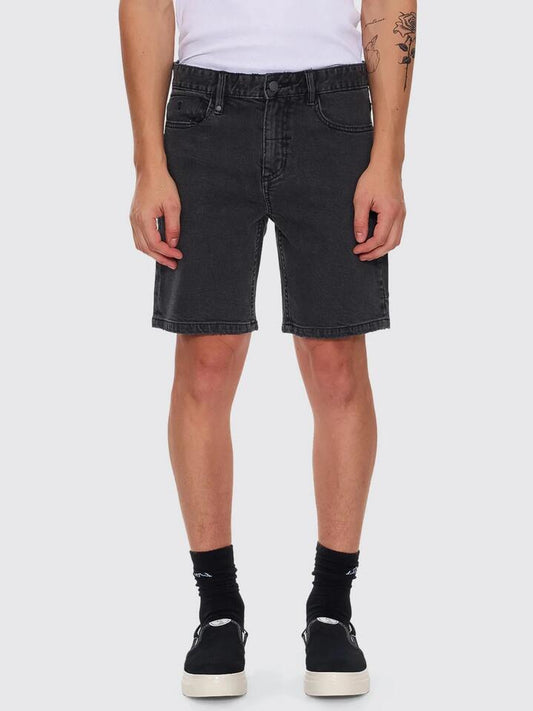Image of a model wearing Denim. Productname: Thrills Slacker Denim Short in Ash Black colour by brand - Thrills