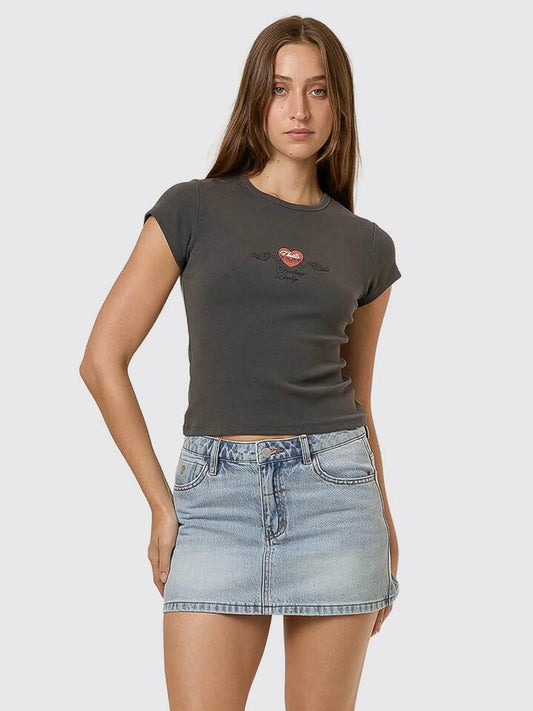 Image of a model wearing Tops. Productname: Thrills Feeling Lucky Club Tee in MERCH BLACK colour by brand - Thrills