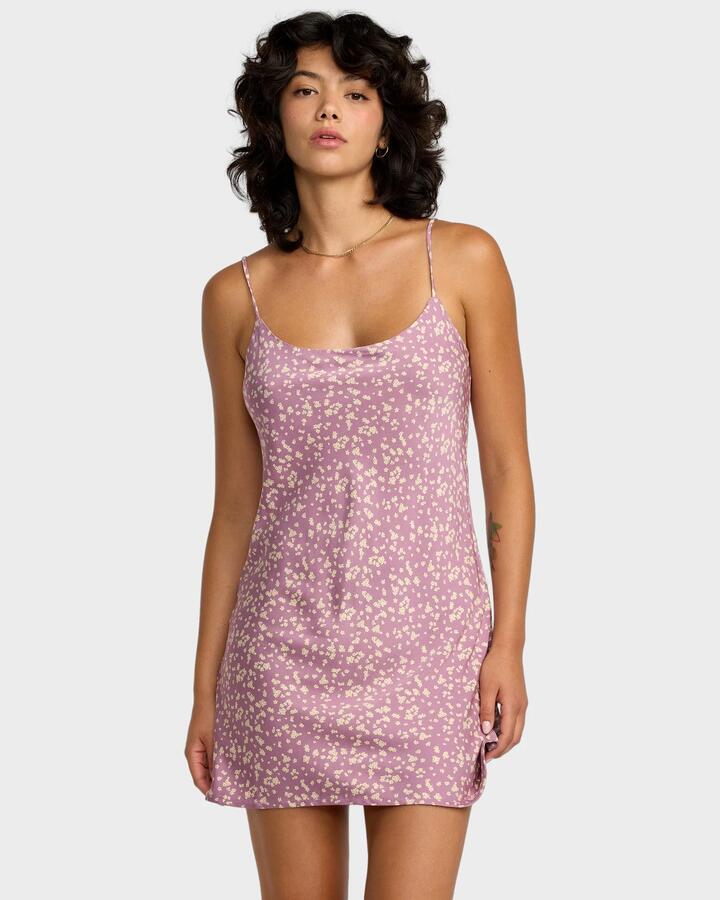 Image of Dresses. Product name - RVCA Womens Macarthur Mini Dress Winter Orchid in Winter Orchid colour by brand - RVCA