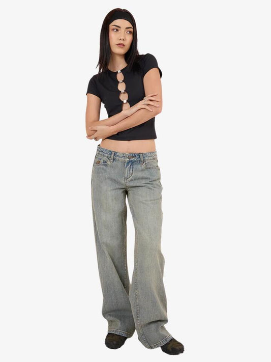 Image of Jeans. Productname: Worship Baggy Low Rider Jean in Dirty Streak Fade colour by brand - Worship