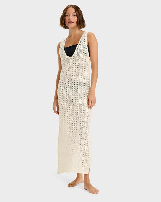 Image of Dresses. Product name - Roxy Womens Lovely Palace Cover Up Dress Egret in Egret colour by brand - Roxy