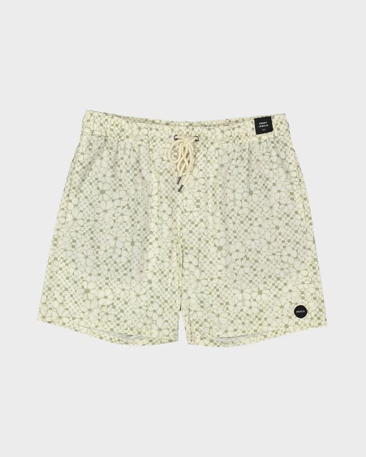 Image of a model wearing Shorts. Productname: RVCA - Mens Barnes Elastic Volley 17" Swim Shorts - Natural - in Natural colour by brand - RVCA