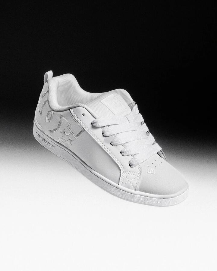 Image of Sneakers. Product name - DC Shoes Mens Court Graffik Sneakers White/White in White/White colour by brand - DC Shoes