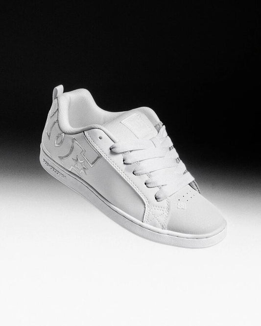Image of Sneakers. Product name - DC Shoes Mens Court Graffik Sneakers White/White in White/White colour by brand - DC Shoes