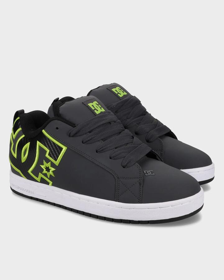 Image of Sneakers. Product name - DC Shoes Mens Court Graffik Sneakers Grey/Black/Green - in Grey/Black/Green colour by brand - DC Shoes