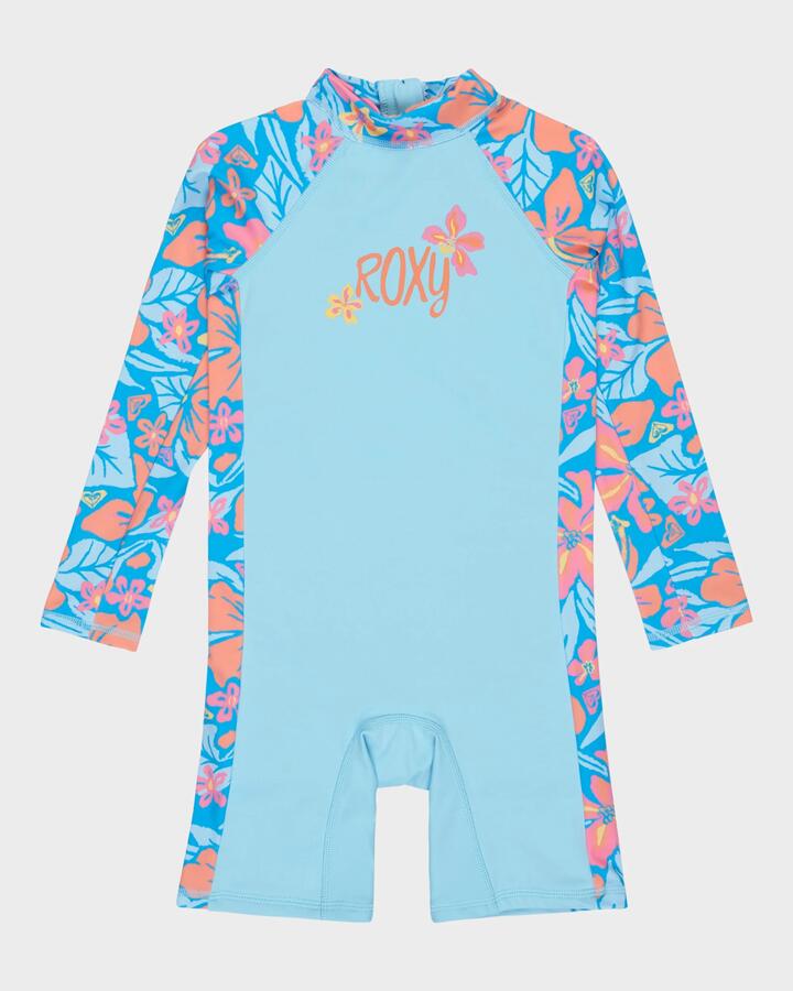 Image of Accessories. Product name - Roxy Girls 2-7 Hibiscus Hugs Springsuit Malibu Blue Hibiscus Hugs in Malibu Blue Hibiscus Hugs colour by brand - Roxy