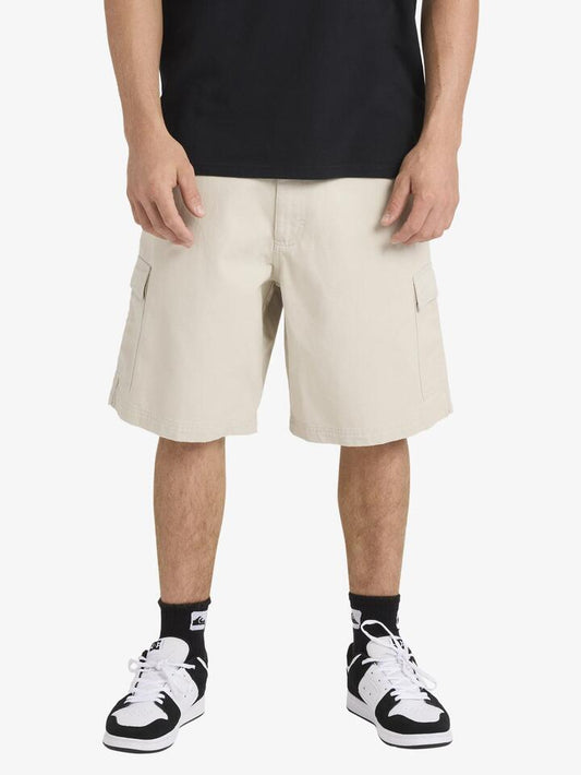 Image of a model wearing Shorts. Product name - Quiksilver Mens Remix Bat 21" Walkshorts Bone in Bone colour by brand - Quiksilver