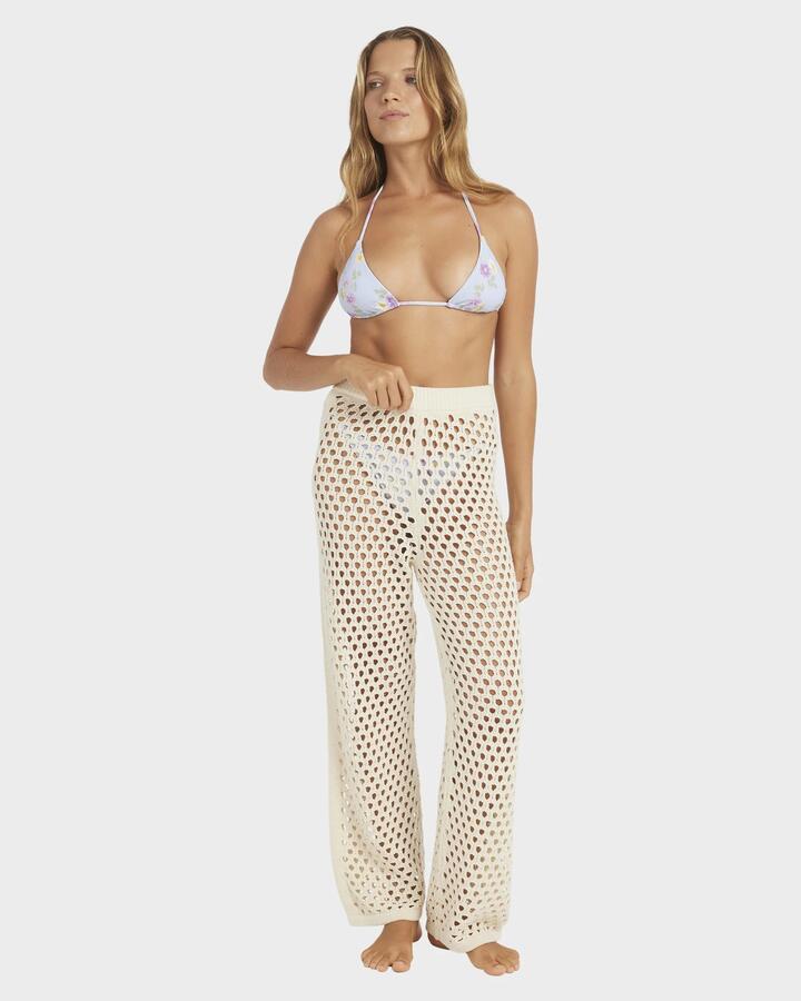 Image of a model wearing Pants. Productname: Roxy Womens Shine Bright Pants Natural - in Natural colour by brand - Roxy