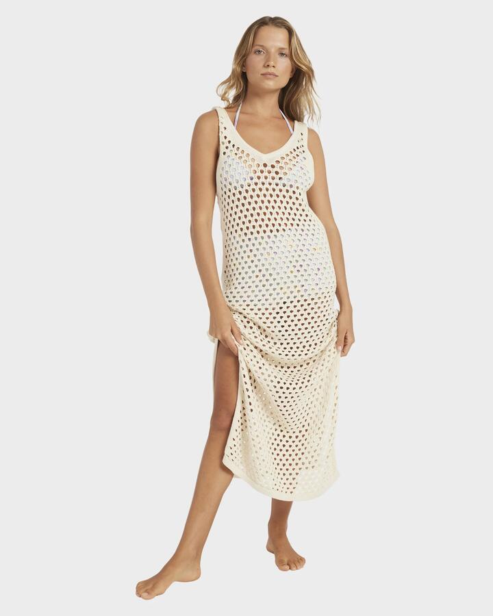 Image of Dresses. Product name - Roxy Womens Shine Bright Midi Dress Natural in Natural colour by brand - Roxy