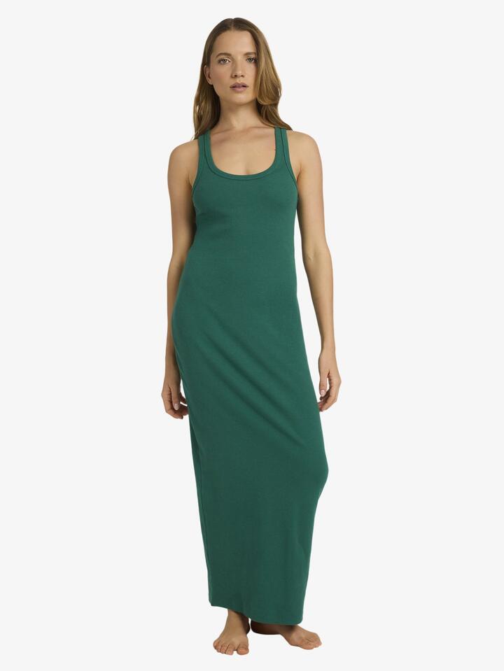Image of Dresses. Product name - Roxy Womens Base Rib Maxi Dress Evergreen in Evergreen colour by brand - Roxy