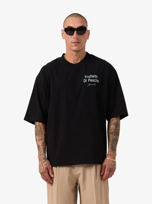 Image of a model wearing Tops. Productname: Zanerobe Pesche Flow Tee in Black colour by brand - Zanerobe