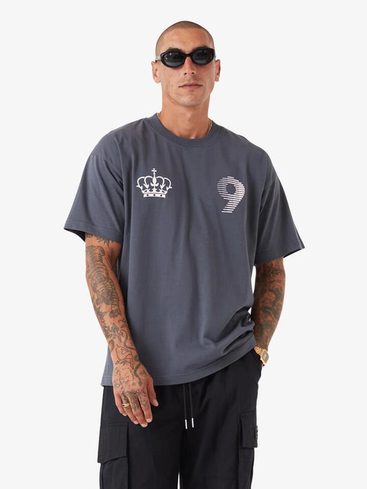 Image of a model wearing Tops. Productname: Zanerobe CBAA Box Tee in Anchor colour by brand - Zanerobe