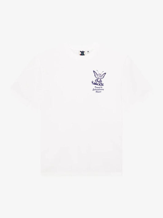 Image of a model wearing Tops. Productname: Deus 24 HR Tee in Vintage White colour by brand - Deus