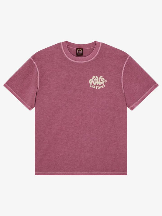 Image of a model wearing Tops. Productname: Deus Debris Reverse Tee in Dry Rose colour by brand - Deus