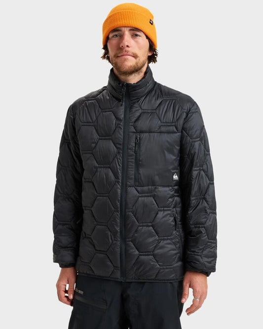 Image of a model wearing Outerwear. Productname: Quiksilver Mens Fuse Insulated Jacket True Black - in True Black colour by brand - Quiksilver