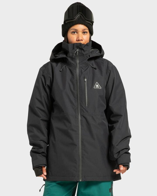 Image of a model wearing Outerwear. Productname: DC Shoes Mens Basis 30K Shell Jacket Black - in Black colour by brand - DC Shoes