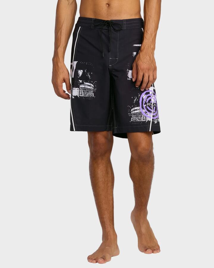 Image of Swimwear. Product name - RVCA Mens Retract Trunk 20" Boardshorts Black in Black colour by brand - RVCA