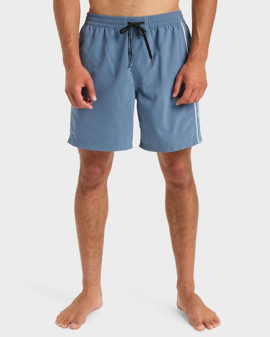 Image of a model wearing Shorts. Productname: Quiksilver Mens Everyday Volley 17" Swim Shorts China Blue - in China Blue colour by brand - Quiksilver