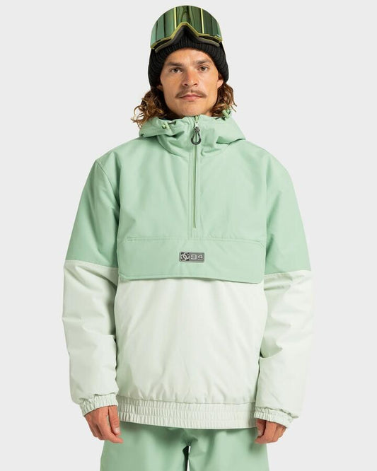 Image of a model wearing Outerwear. Productname: DC Shoes Mens Nexus Reversible Anorak Insulated Jacket Basil - in Basil colour by brand - DC Shoes